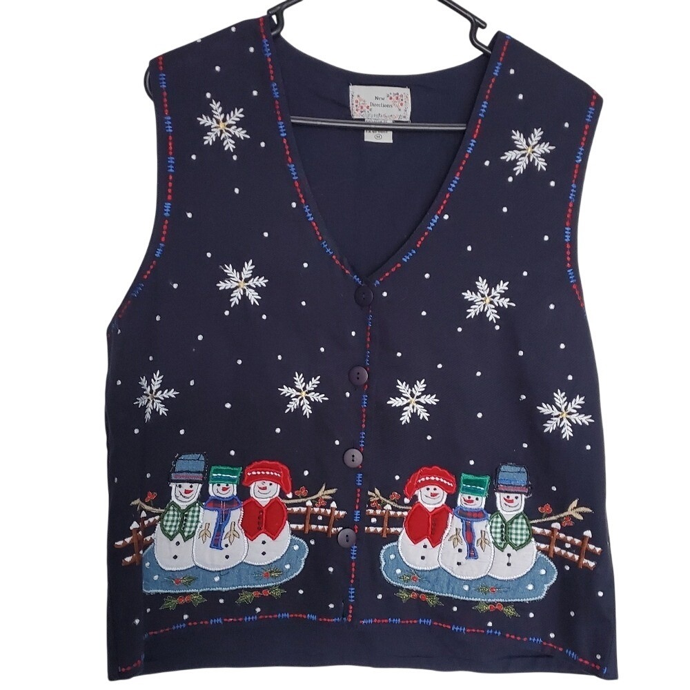 Ugly Christmas‎ Sweater Vest Holiday Winter Festive Snowman Sweater Vest SZ:M